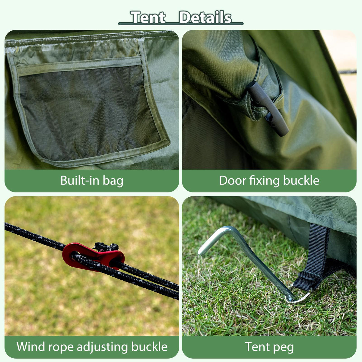 WaldZimmer Inflatable Camping Tent 12sq Green with Hand Pump Easy Setup Waterproof Windproof Outdoor Blow up Tent 6-8 Person Oxford 4 Season Glamping Air Tents Cabin House with Mesh Windows & Door