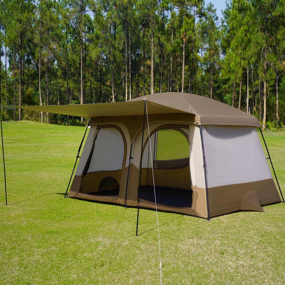 Vidalido Tents，3-4 Person Camping Tent with Extended Vestibule，Weather Resistant Family Tents with Breathable Mesh Windows，Easy Install Waterproof Outdoor Tent for Backpacking and Camping Hiking