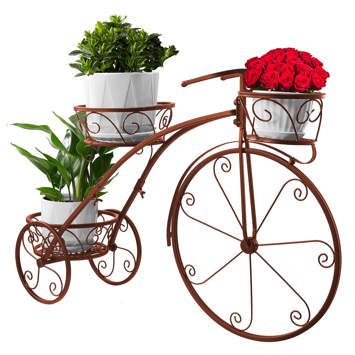 Sorbus Tricycle Plant Stand - Flower Pot Cart Holder - Ideal for Home, Garden, Patio - Great Gift for Plant Lovers, Housewarming, Mother’s Day - Parisian Style (Bronze)
