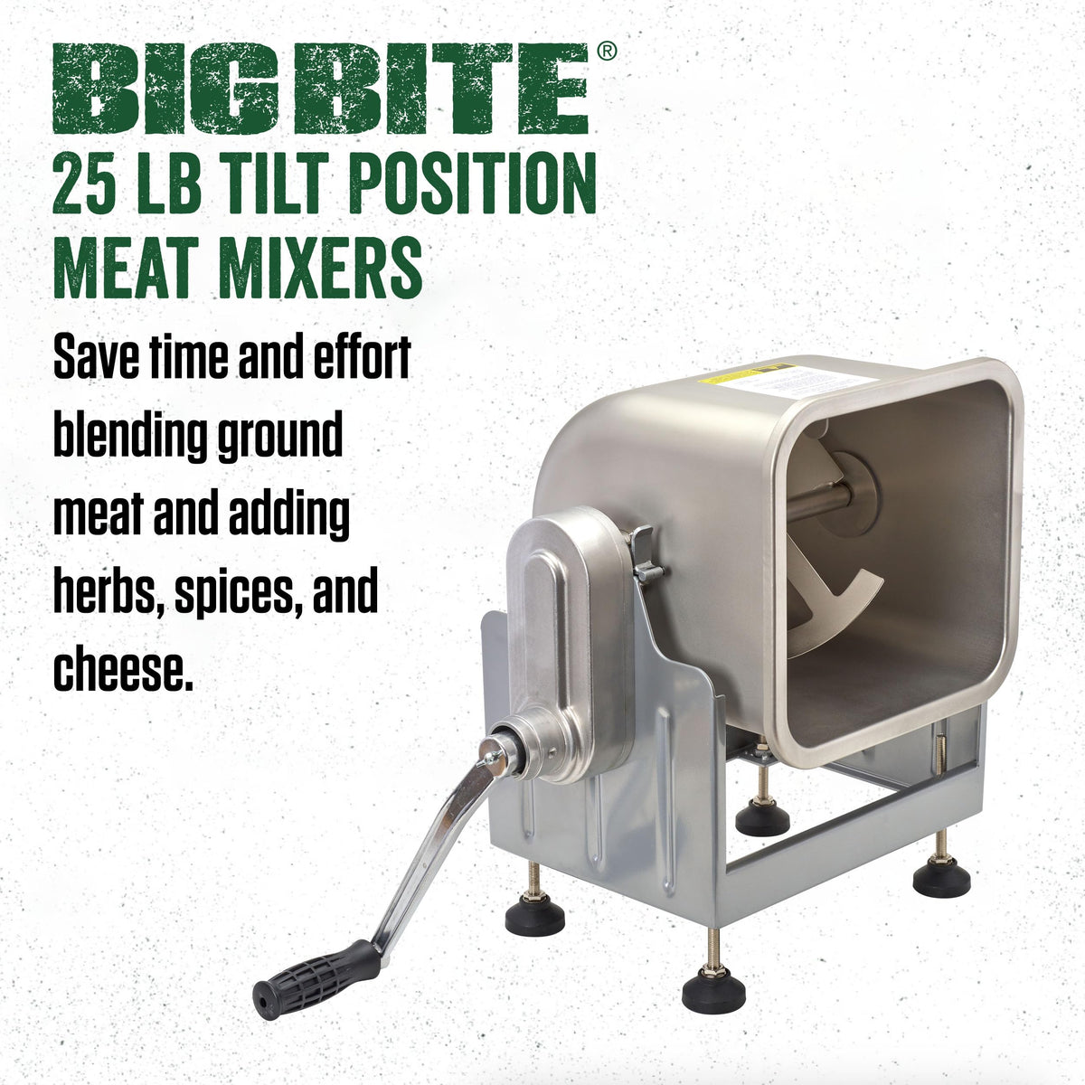 LEM Products BigBite Tilt Meat Mixer, 25 lb Stainless Steel Meat Mixer for Ground Beef, Sausage Making, Kitchen Meal Prep, Manual or Grinder-Driven Mixing for Home Use