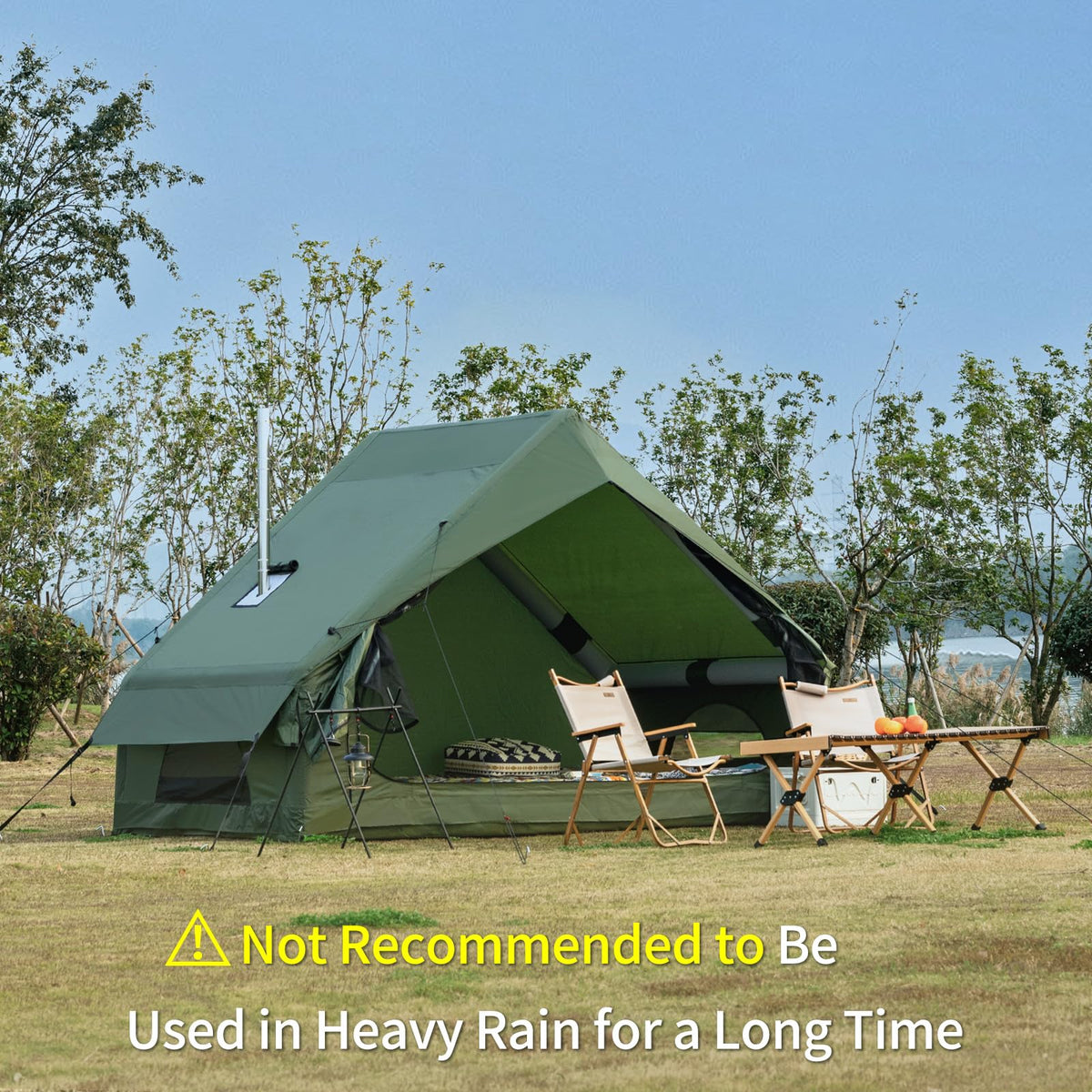 WaldZimmer Inflatable Camping Tent with Hand Pump Waterproof Outdoor Blow up Tent Oxford 4 Season Air Tent Cabin House with Mesh Windows & Door 12sq/6sq Green (9.74ft*6.46ft*6.56ft (3-4 Person))