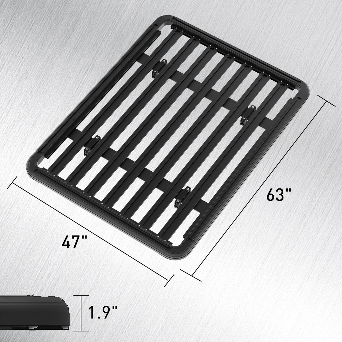 WILDROAD Aluminum Roof Platform, 63" x 47" Universal Flat Roof Rack Heavy Duty Roof Rack Platform with 10 Sets Eye Bolt Nut and T-Screws Anchoring Kit Fits for SUV, Truck