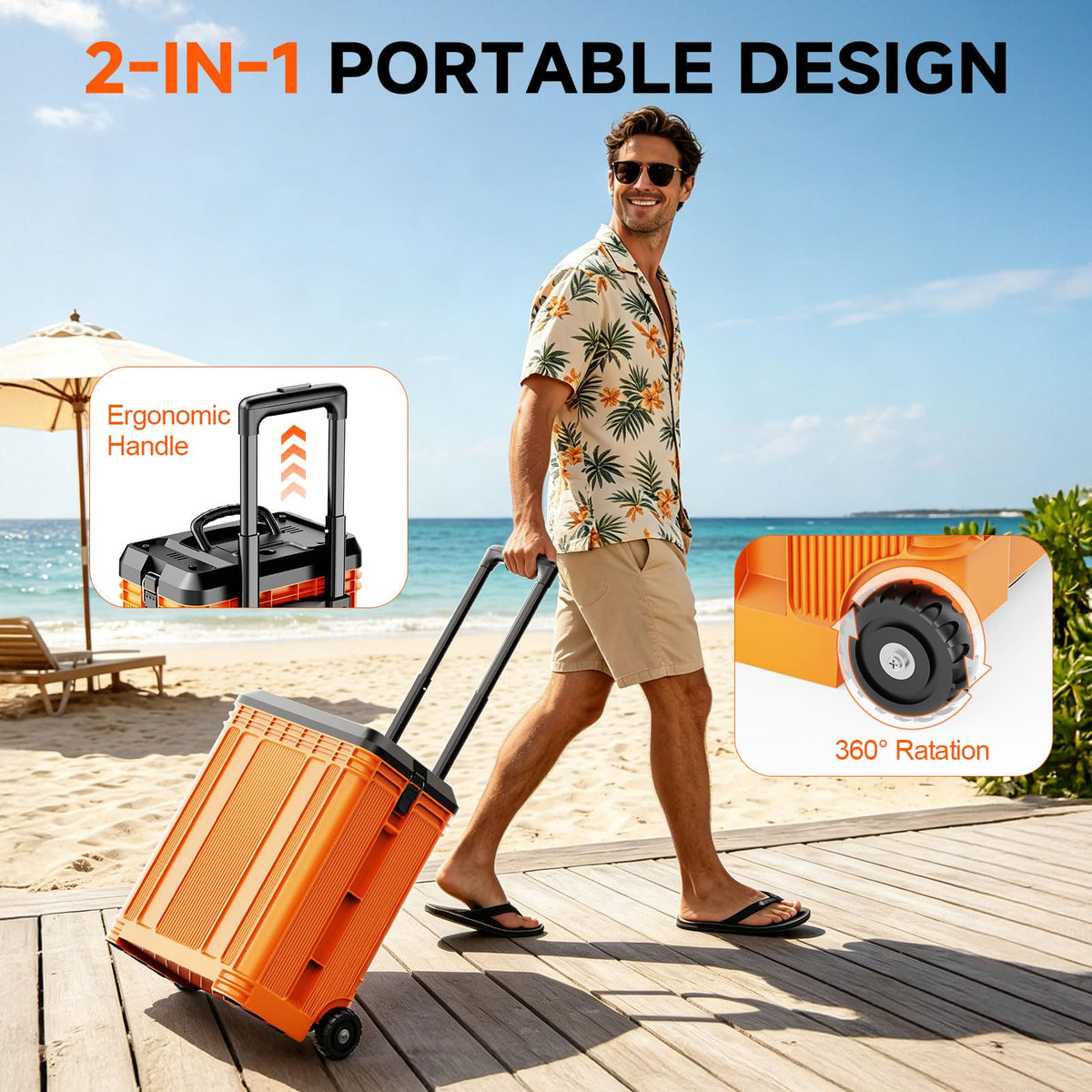 25L&30L Bucket Portable Misting Fan, 30000mAh Rechargeable Battery Powered Oscillating Cooling Fan, 4 Strong Winds, Brushless Motor Outdoor Fans for Fishing/Travel/Garden/Golf/Tent/Office