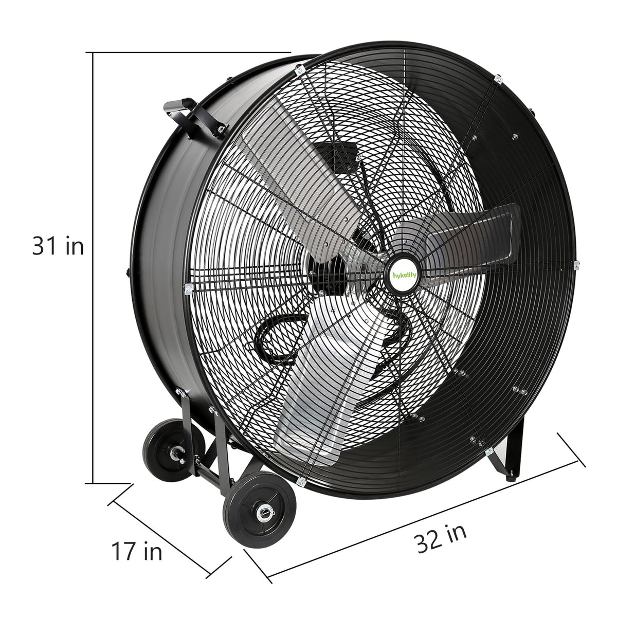 hykolity 30 inch High Velocity Drum Fan, 2-Speed Heavy Duty Industrial Shop Fan Up to 13000 CFM, Commercial Floor Fan for Warehouse, Workshop, Garage and Basement, Black