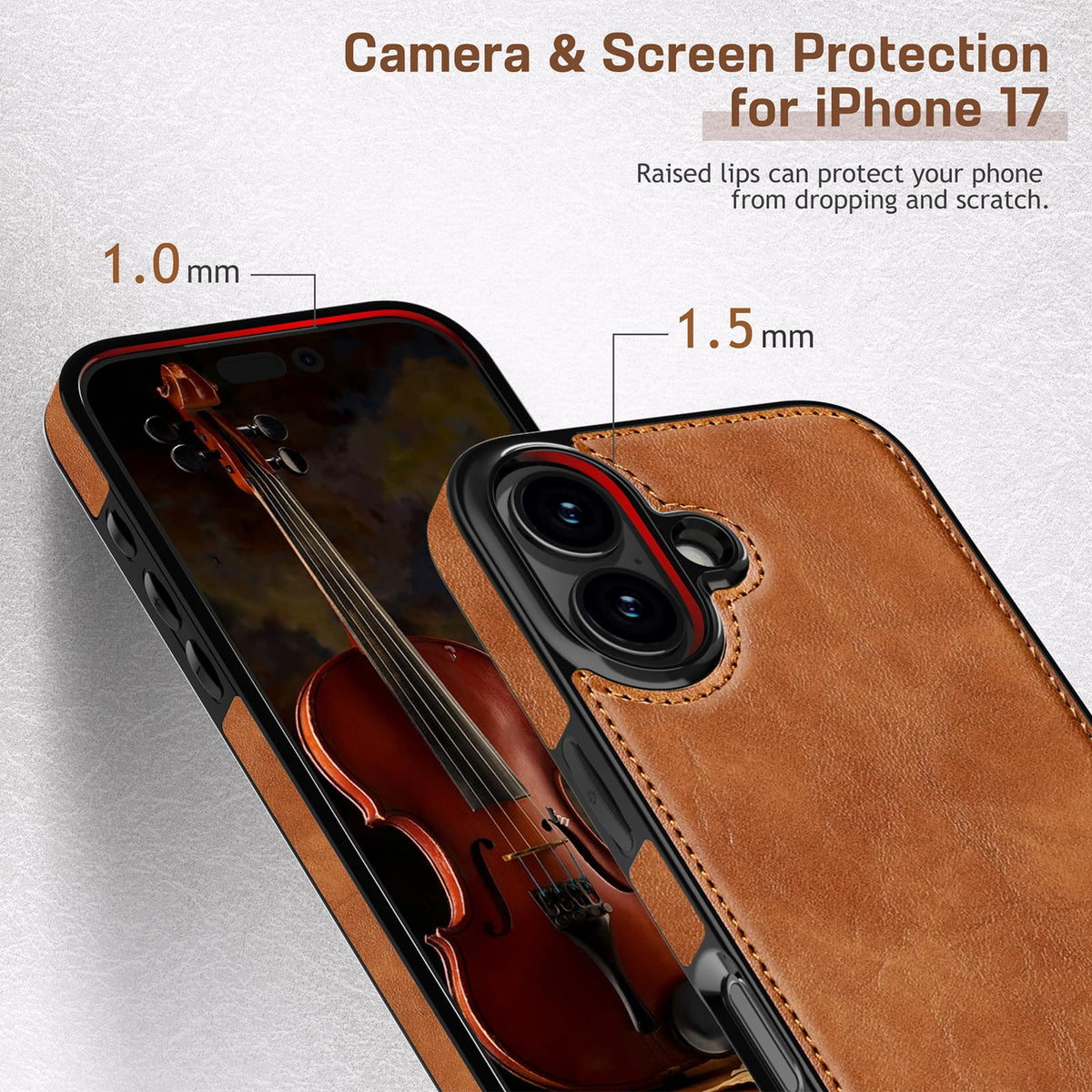 LOHASIC for iPhone 17 Leather Case, Slim Business PU Classic Elegant Style Soft Non-Slip Grip Shockproof Rugged Protective Cover Phone Case for iPhone17 6.3" 2025 - Sand Dune