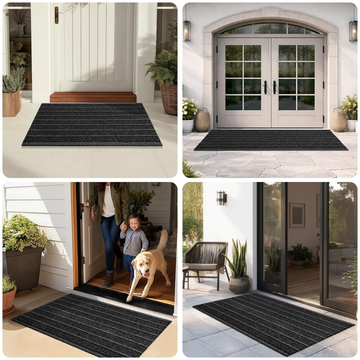 DOMUSTEX Outside Entrance Runner Rug 24" x 96", Dirt Trapping Outdoor Door Mat, Non Slip, Water Proof, Heavy Duty Commercial Rug for Patio, Garage, Traffic Area, Office, Roll Packing