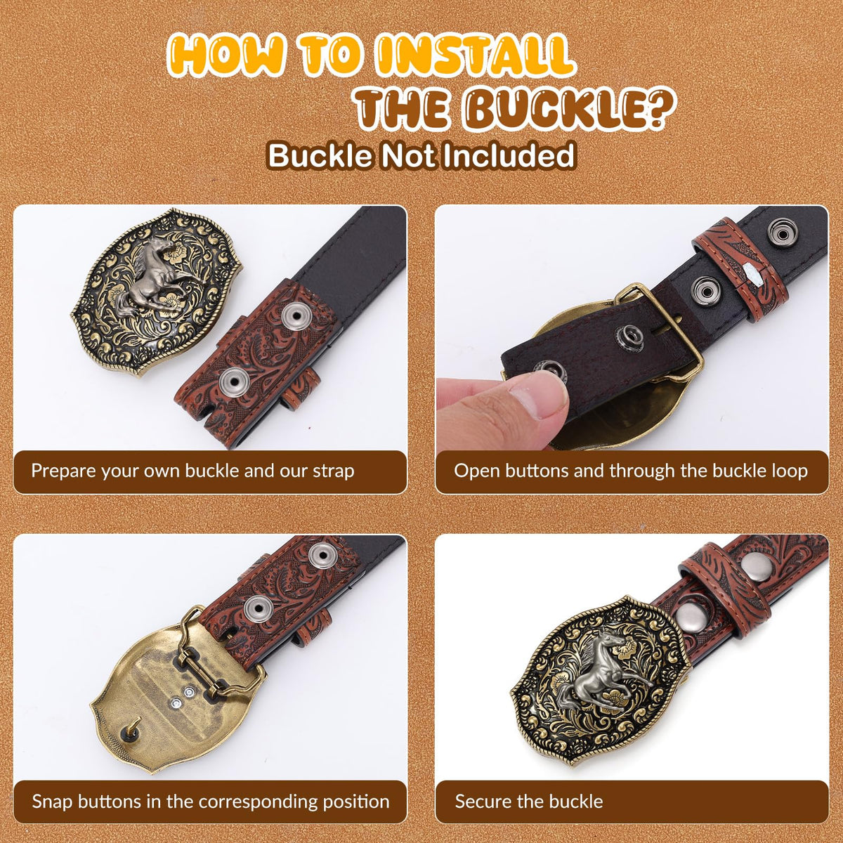 SANSTHS Kids Western Belt without Buckle Genuine Leather Boys Girls Belt Strap Cowgirl Cowboy Belts for Jeans Western Gifts, Embossed Leaf/Black Coffee