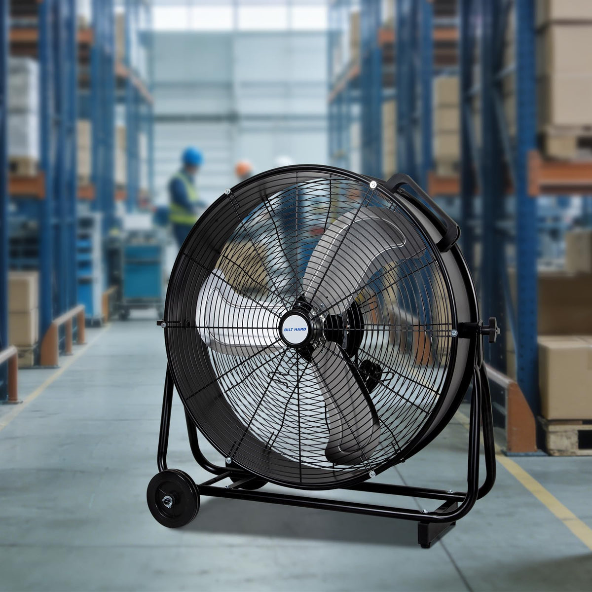 BILT HARD 24" 8100 CFM High Velocity Drum Fan, 3 Speeds Heavy Duty Tilt Metal Floor Shop Fan, Commercial Industrial Use for Garage, Factory, Warehouse, Black