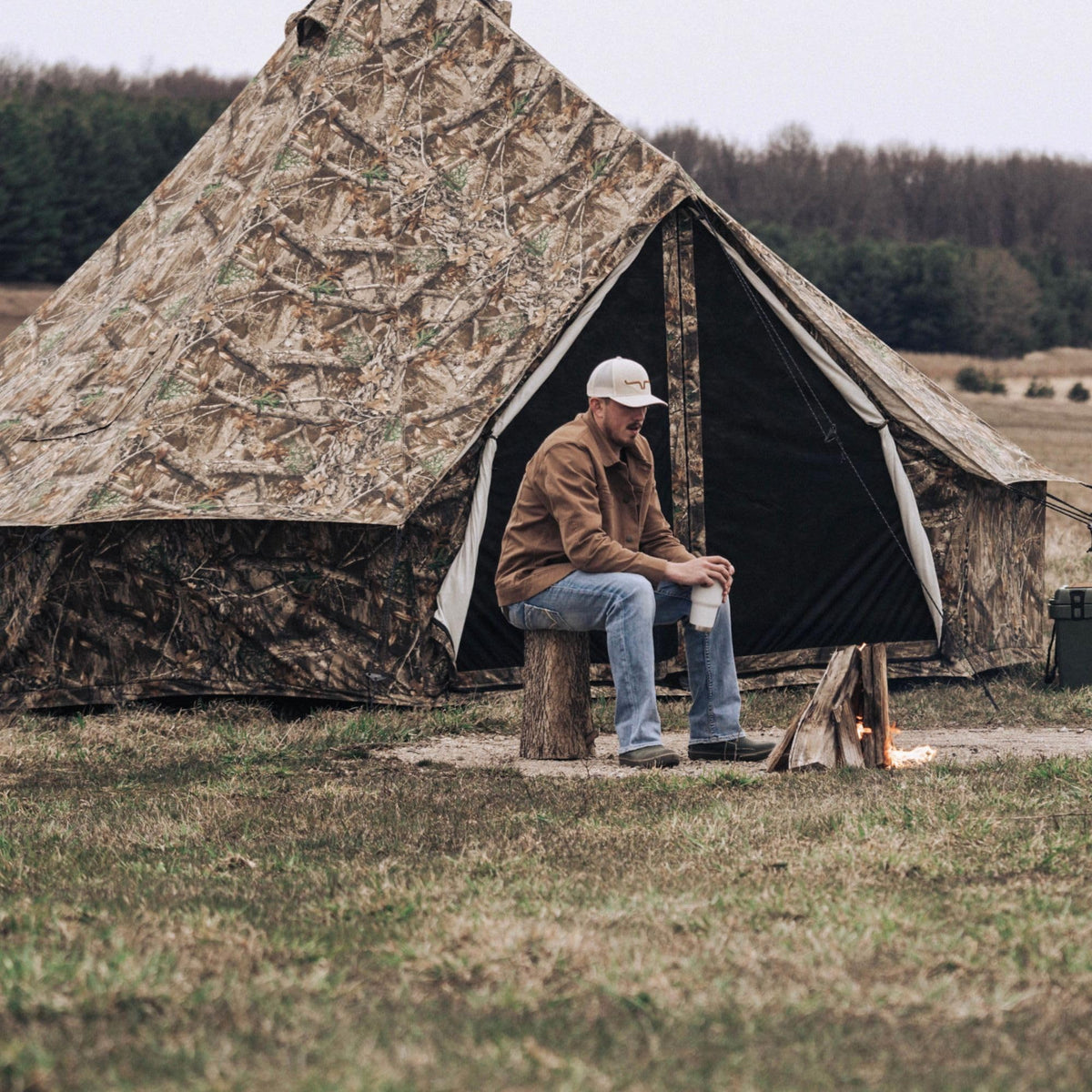 WHITEDUCK Regatta Canvas Bell Tent - w/StoveJack, Waterproof, 4 Season Luxury Camping and Glamping Yurt Tent Outdoor (20' (6M), Water Repellent, Realtree Edge)