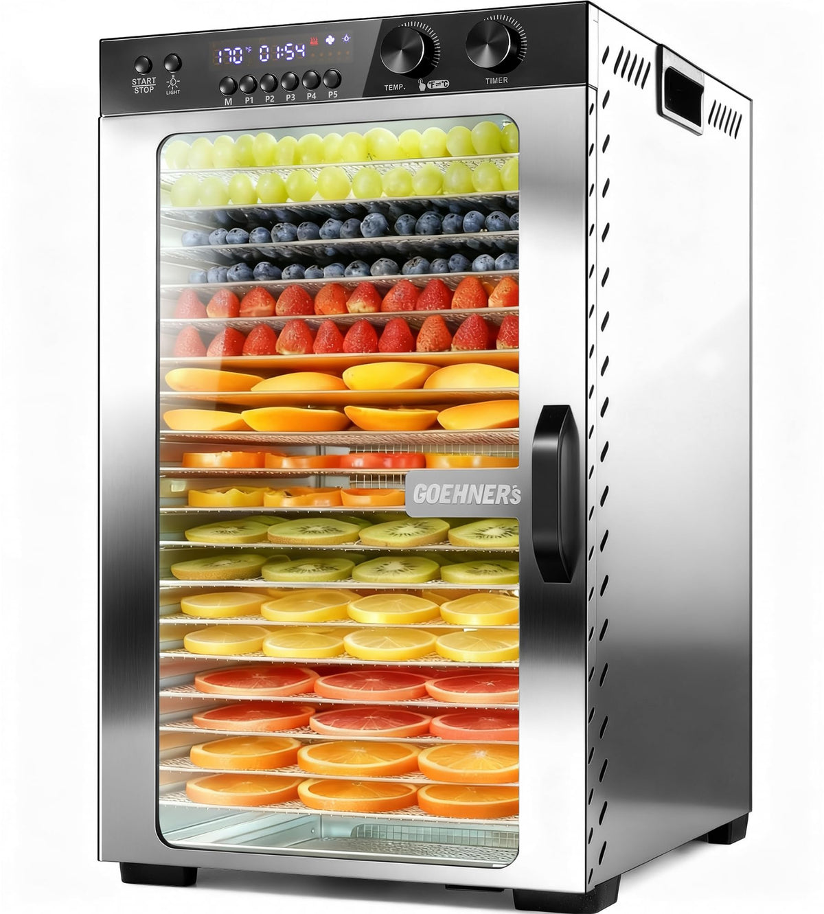 Food Dehydrator Machine 18 Stainless Steel Trays, 18ft² Meat Dehydrator for Jerky Up to 194°F Temperature Control and 5 Presets and 48H Timer, 1000W Food Dryer for Dog Treats, Herbs, Fruit and Veggies