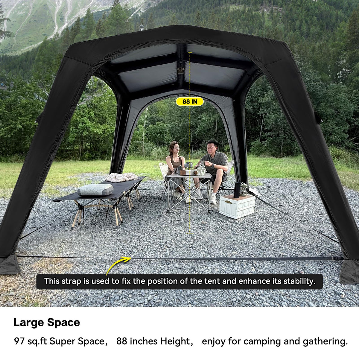 4-6 Person Inflatable Camping Tent Tarp Sun Shelter Blow Up Tent Easy Setup Waterproof Portable Air Canopy House Gazebos for Camping Backpacking Hiking Picnics Fishing
