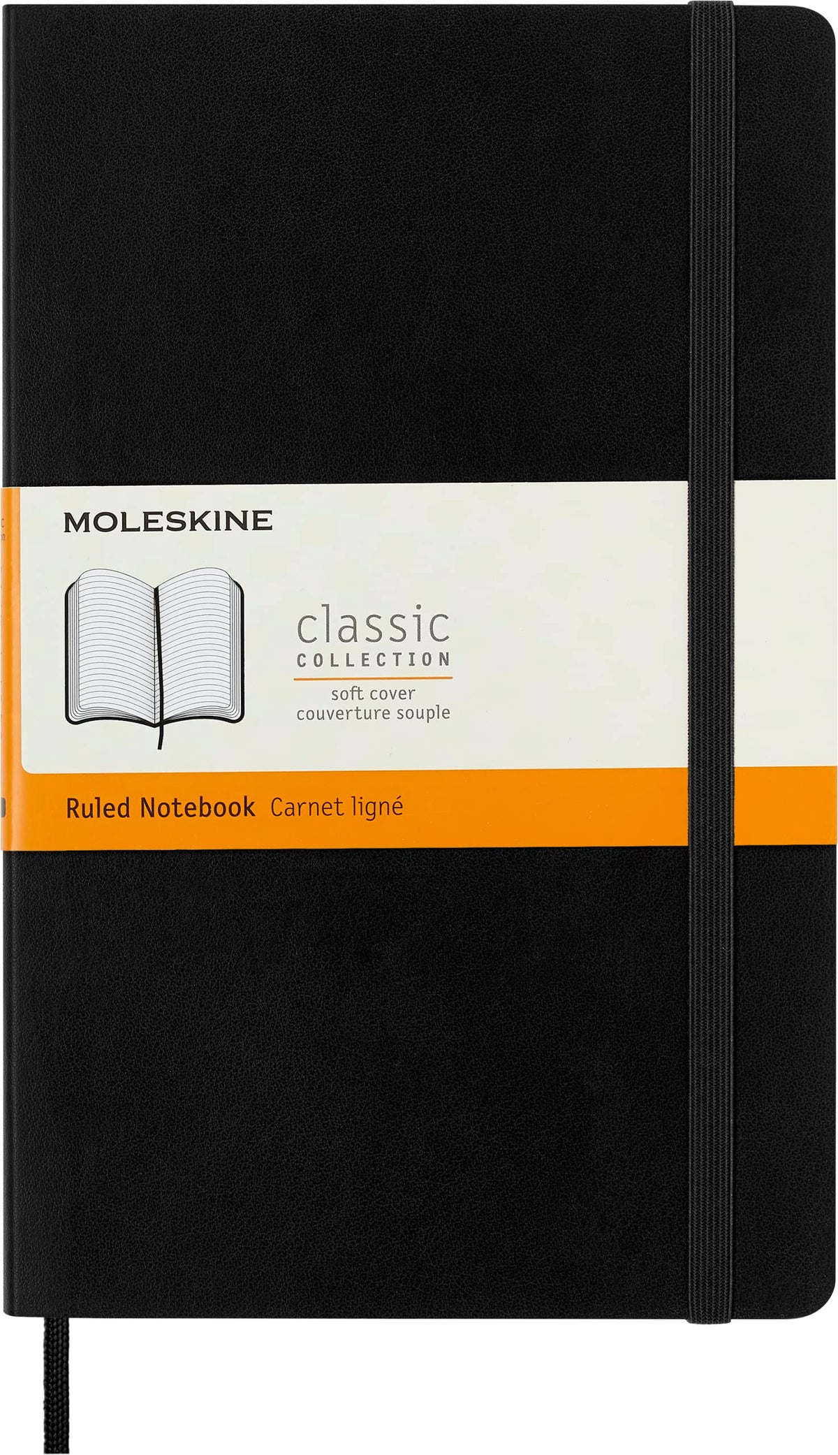 "Moleskine Classic Notebook, Soft Cover, Large (5"" x 825"") Ruled/Lined, Black, 192 pages" (S07162)