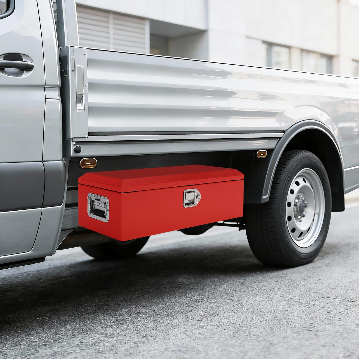 GOCAPTAIN Heavy Duty Steel Metal Tool Box 39" for Truck Bed, Locking Plate Crossbed Storage Chest with Gas-Strut Assisted Lid, Weather-Resistant Truck Bed Tool Box for Pickup, Trailer, RV