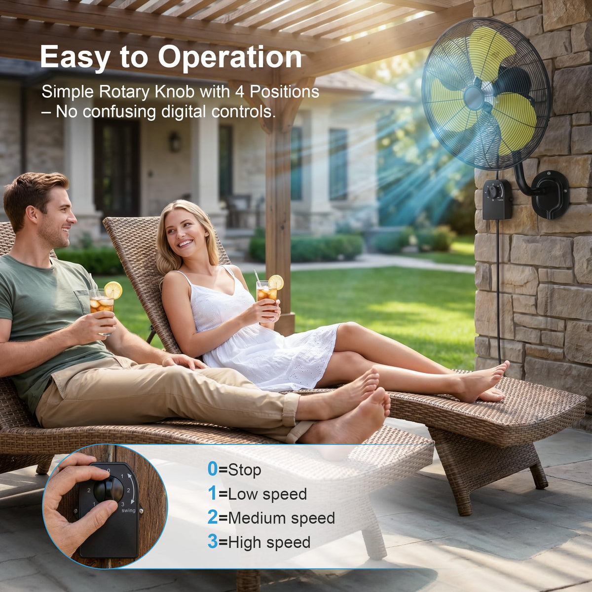 20" Heavy Duty Wall Mount Fan, 3 Speeds, 7200 CFM High Velocity Industrial Fan, Indoor Oscillating Wall Fan, Metal Outdoor Fan for Commercial Use, Shop,Gym,Patio,Garage, Warehouse