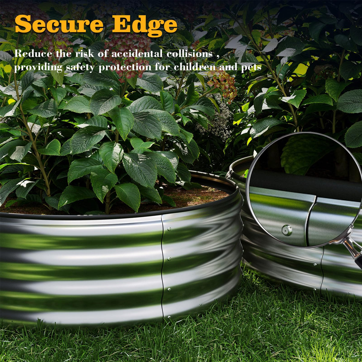 Galvanized Metal Planter Raised Garden Bed Kit for Gardening Outdoor 2x2x1ft Round Galvanized Steel Fire Pit，Steel Fire Pit Silver for Backyard, Camping, Bonfire