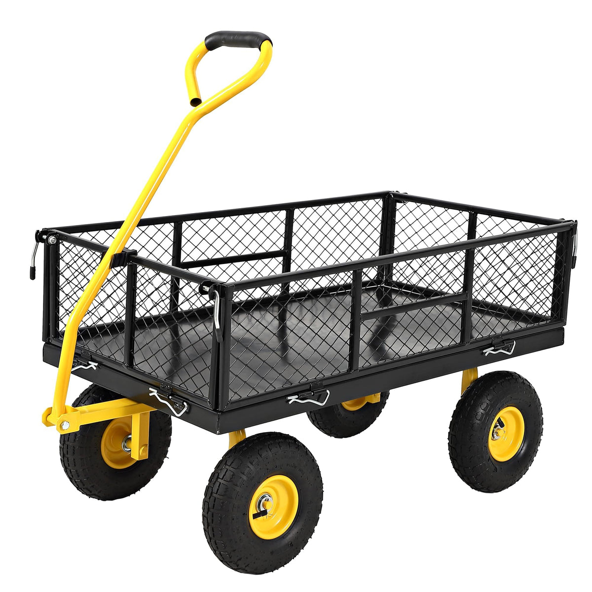 Garvee 900 LB Garden Cart with 10 in All Terrain Tires, 2-in-1 Wagon Cart with Removable Side Panels, Heavy Duty Metal Utility Garden Wagon for Outdoor Lawn, Yard, Backyard