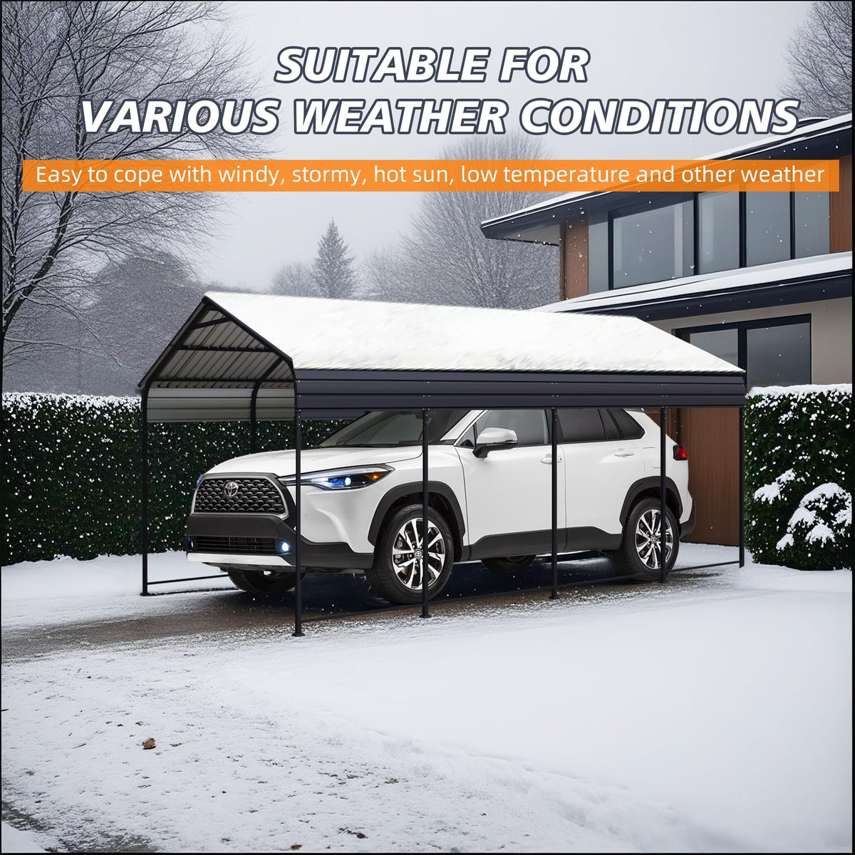 ANTSKU 12x20 Ft Metal Carport, Heavy Duty Car Port with Galvanized Steel Roof and Enhanced Base, Outdoor Car Garage, Large Carport Canopy, Steel Car Shelter for Car, Boats and Truck, Dark Gray