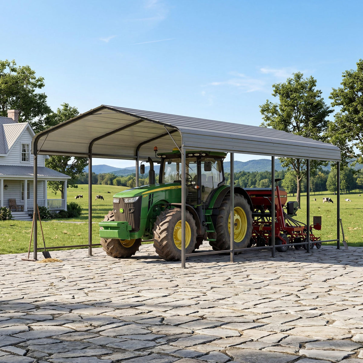 COSIEST 10x20 FT Heavy Duty Metal Carport, Galvanized Steel Roof All Weather Garage Canopy, Waterproof, Windproof, Outdoor Car Shelter for Car, Truck, Boats