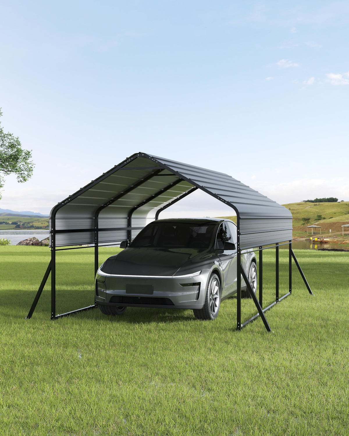 10x15 FT Heavy Duty Metal Carport Kit, Reinforced Frame with Anchors, for Trucks, Boats, RV, Tractor, 100MPH Wind & 35PSF Snow Rating, Easy Assembly