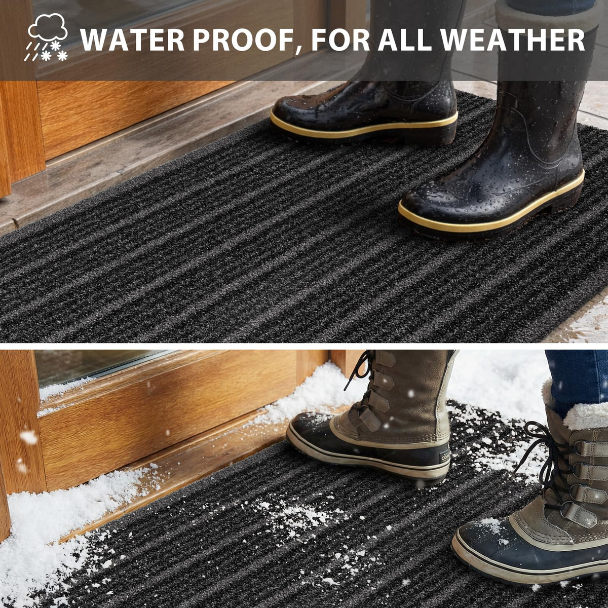 DOMUSTEX Outside Entrance Runner Rug 24" x 96", Dirt Trapping Outdoor Door Mat, Non Slip, Water Proof, Heavy Duty Commercial Rug for Patio, Garage, Traffic Area, Office, Roll Packing
