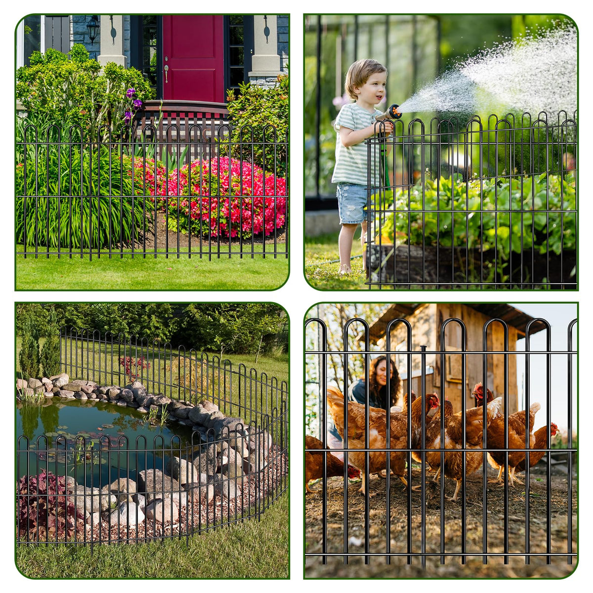 25 Panels Decorative Garden Fence, 50ft X 32in Rustproof Metal Animal Barrier Fence, No Dig Fence Garden Fence, Arched Flower Bed Edging Ornamental Wire Border Fencing for Outdoor Yard, Patio Decor