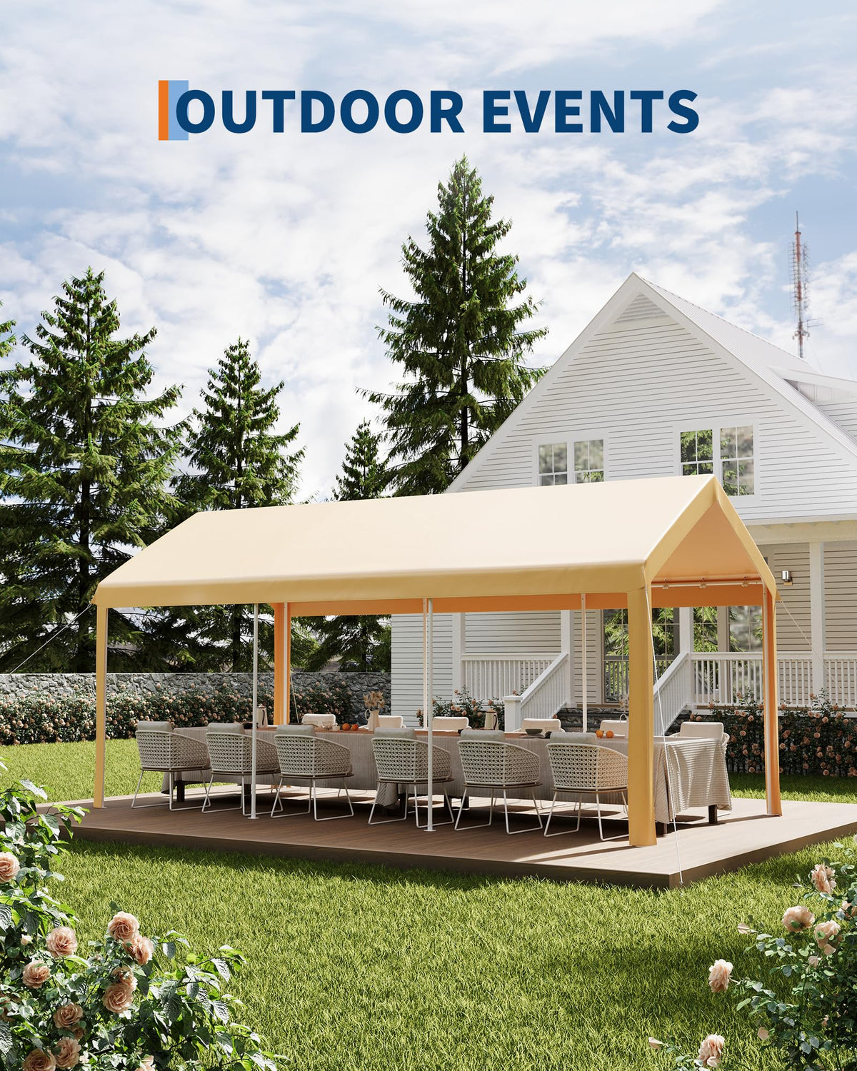 10x20FT Heavy Duty Metal Famel Carport,Outdoor Canopy for Vehicles,Reinforced Carports,Waterproof Anti-UV and All-Weather Use Permanent Shelter Car Port,Yellow