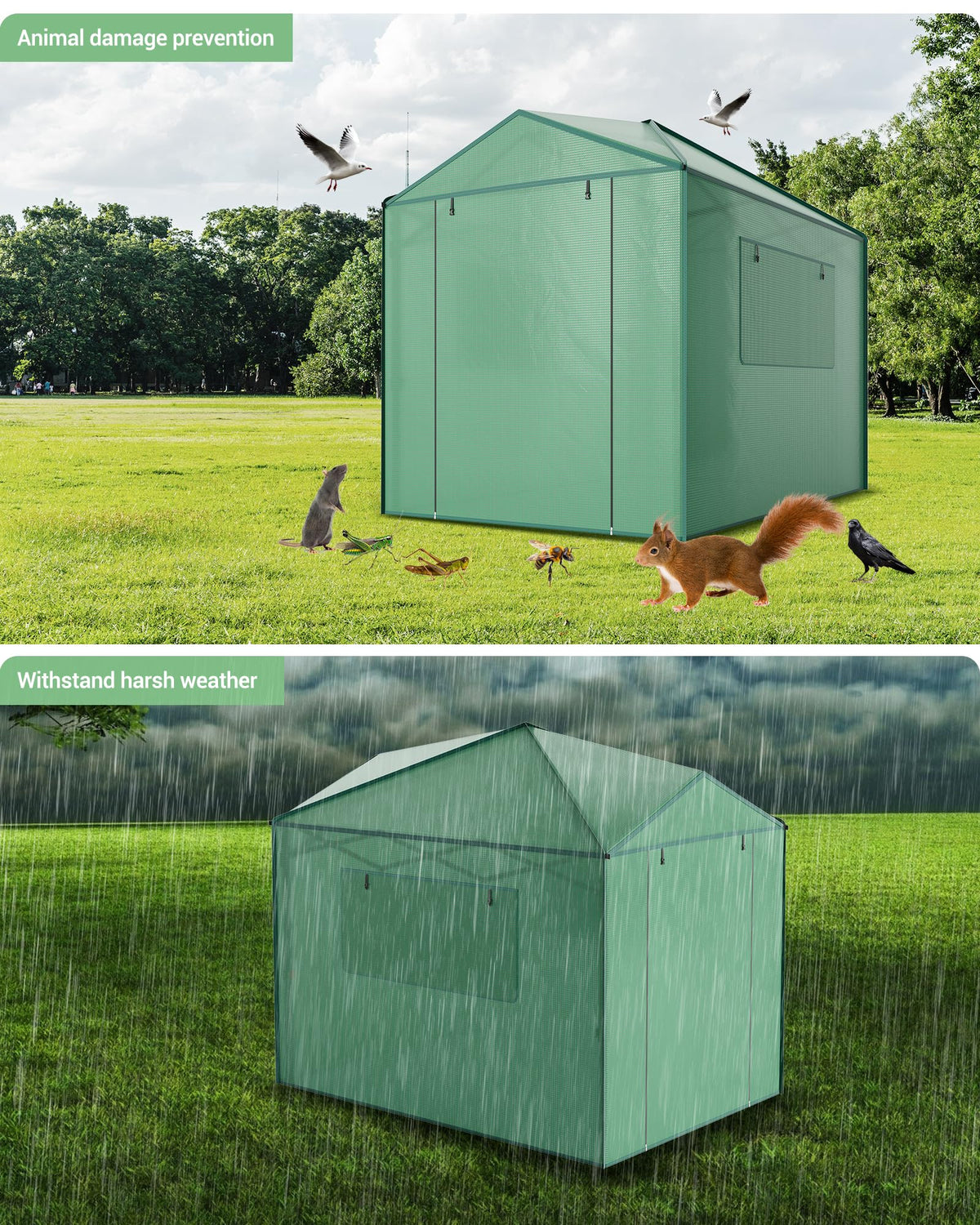 Hipicute Pop Up Greenhouse 8x6 FT,Portable Walk-in Indoor Outdoor Greenhouse for Garden Patio Backyard,Zippered Doors and Window,PE Cover,96x72 inch