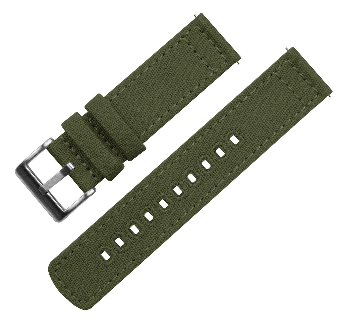 BARTON WATCH BANDS Canvas Quick Release Watch Band Straps, Army Green, 20mm
