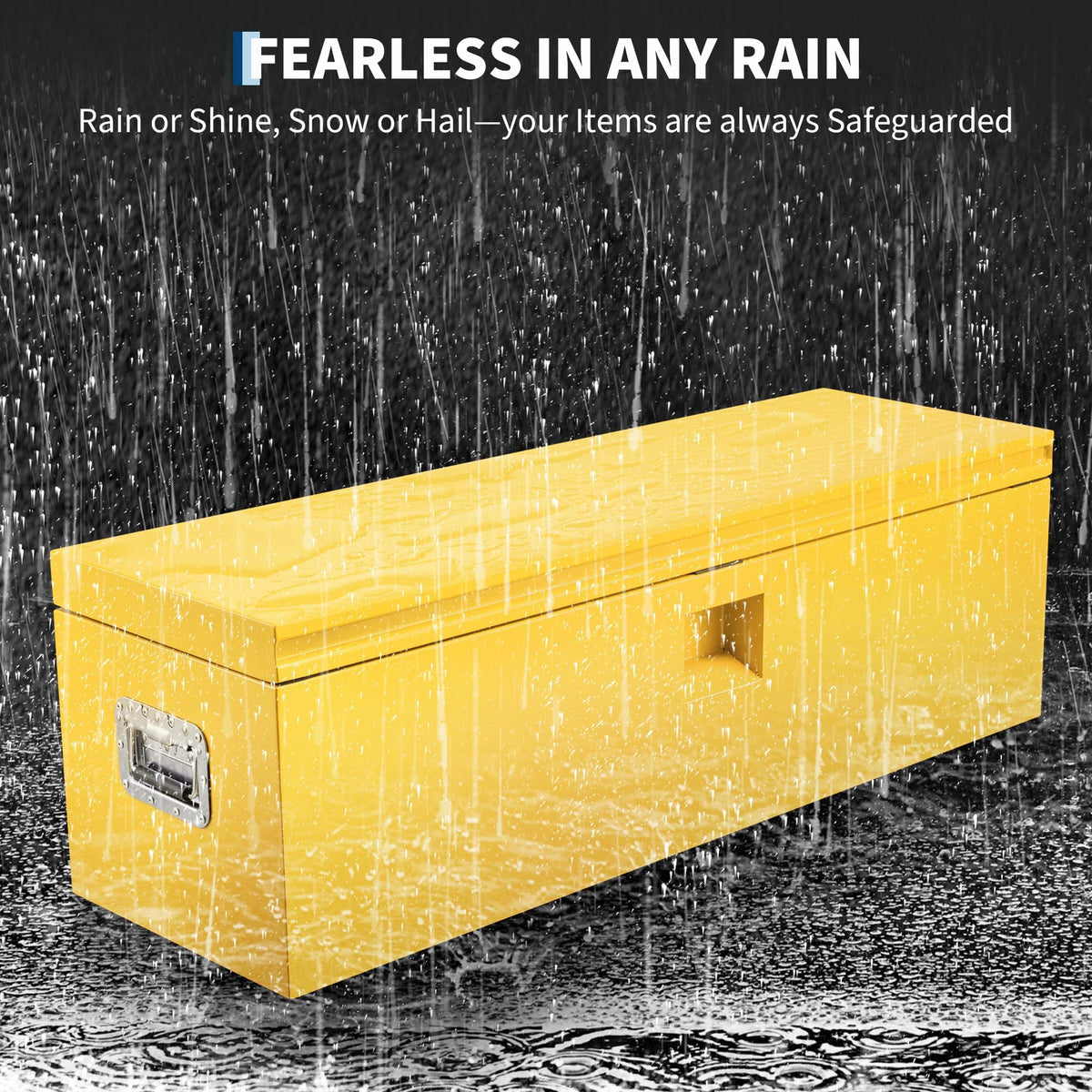 PeacefulHues Heavy Duty Steel Truck Toolbox – 76x38x38cm – Gas Shock Lid – t-Handle Lock – Weatherproof Rubber Seal – Secure Underbody Storage Chest – Fits Pickup, Truck Bed, RV, Trailer