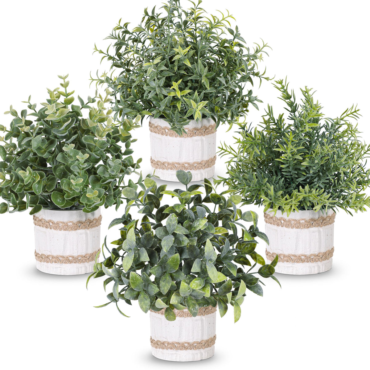 Der Rose 4 Pack Farmhouse Fake Plants Artificial Plants for Home Kitchen Office Desk Rustic Table Boho Aesthetic Room Decor Indoor