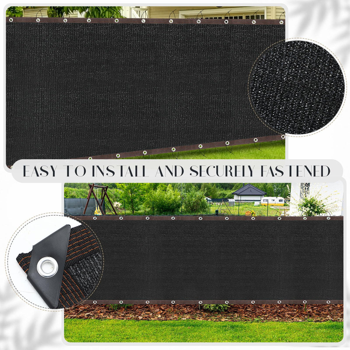 Windyun Wind Screen Privacy Screen Fence 150 GSM 88% Blockage with 100 Cable Zip Ties Heavy Duty Commercial Residential Netting Fence Cover for Outdoor Wall Garden Yard (Black,5 x 100ft)