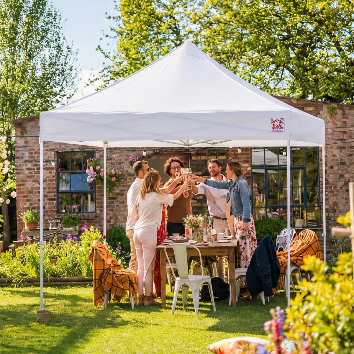 Tradesparker 10x10 Pop Up Canopy Tent,Commercial Movable Canopy with ApexCore LED&Rugged Casters-Instant Easy Setup Shelter Canopies with Weight Bags&Stakes for Outdoor Events Markets,Burgundy