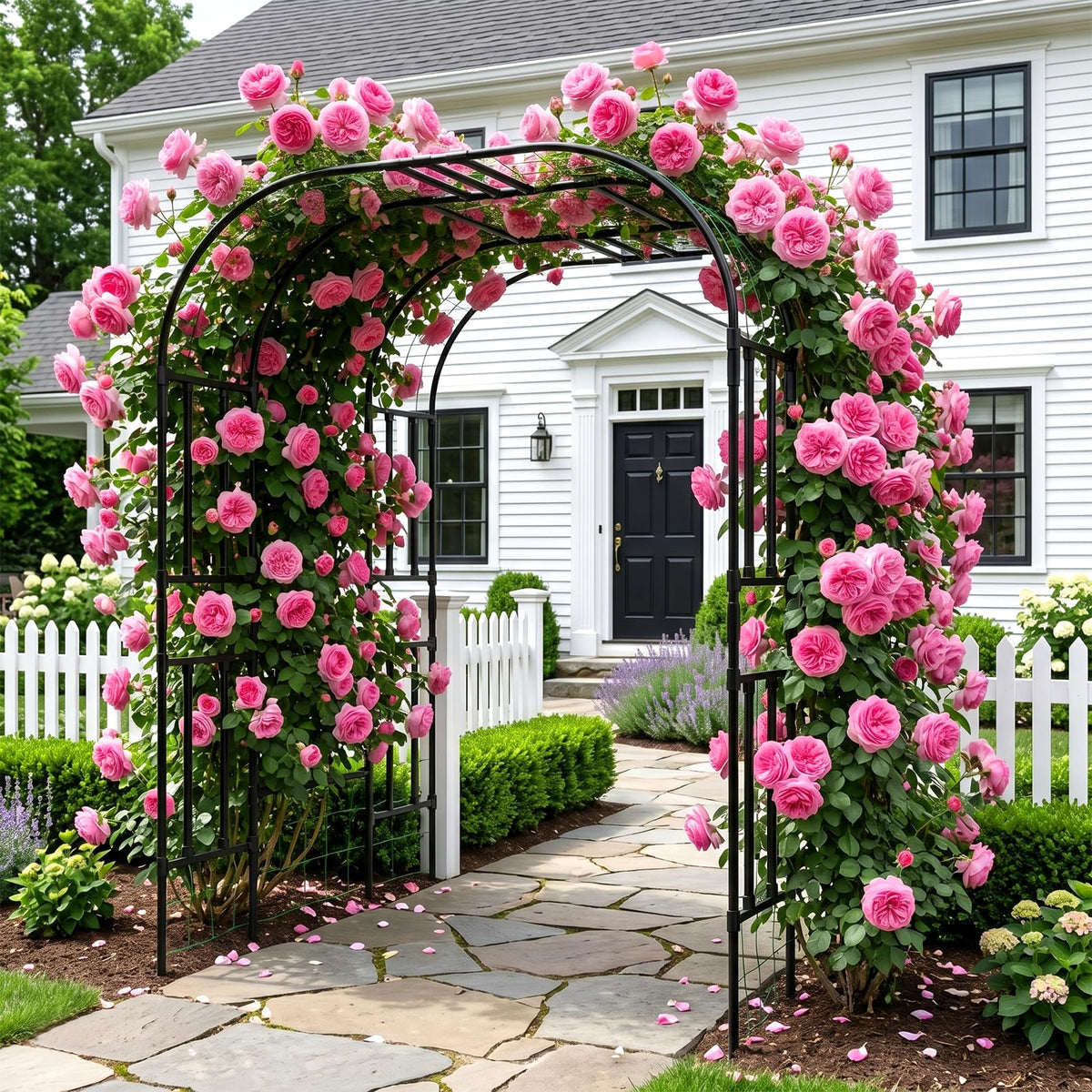 Tall Garden Arch Trellis for Climbing Plants, 87in Tall Metal Plant Support Trellis Archway for Climbing Plant Vegetables Cucumber, Outdoor Yard Lawn Garden Arch Tunnel Trellis