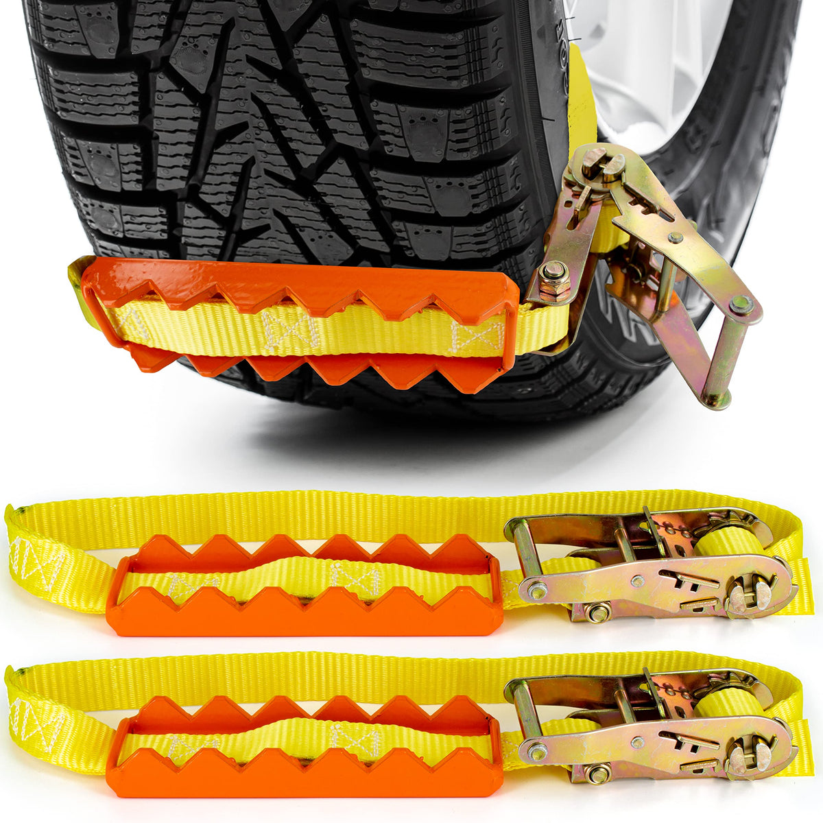 Metal Gripper Tire Chains Strap - New Version of Traction Boards Offroad Snow Chains - Compact Tool Kit Replaces Recovery Boards & Tire Chain - For Stuck Tires in Ice Mud Sand Snow - Car SUV Truck ATV